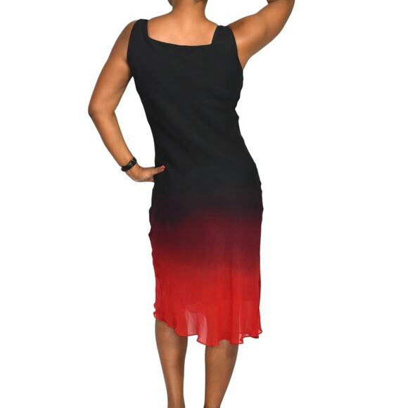 Vintage Silk Slip Dress Red Black Midi Bias Cut Cowl Neck Ombre Tank Y2K Size XL - Picture 3 of 11